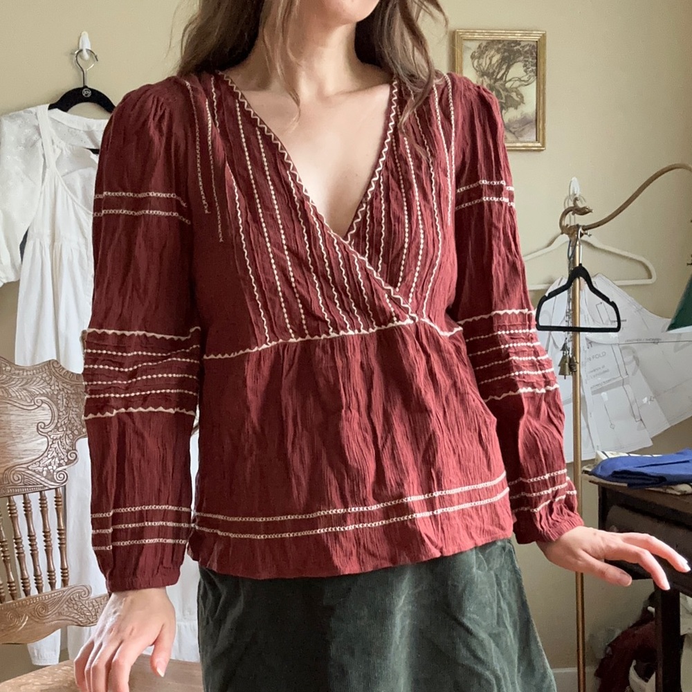 🍓Madewell Embroidered Peasant Blouse🍓